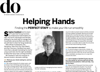 Greenwich Magazine - Helping Hands Private Staff Group